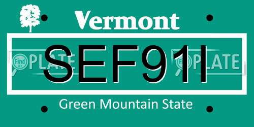 SEF91I Vermont License Plate