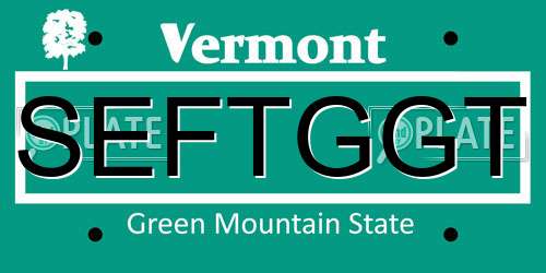 SEFTGGT Vermont License Plate