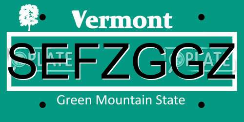 SEFZGGZ Vermont License Plate