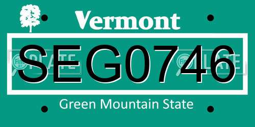 SEG0746 Vermont License Plate