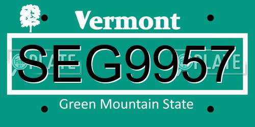 SEG9957 Vermont License Plate