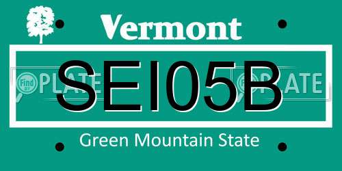 SEI05B Vermont License Plate