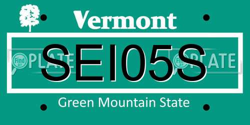 SEI05S Vermont License Plate