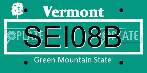 SEI08B Vermont License Plate
