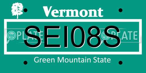 SEI08S Vermont License Plate