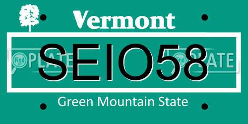 SEIO58 Vermont License Plate