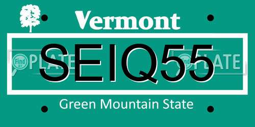 SEIQ55 Vermont License Plate
