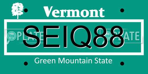 SEIQ88 Vermont License Plate