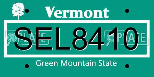 SEL8410 Vermont License Plate