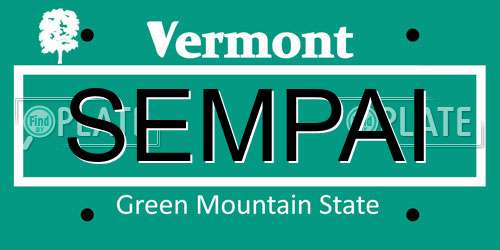 SEMPAI Vermont License Plate