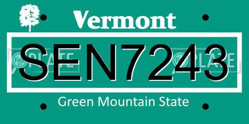 SEN7243 Vermont License Plate