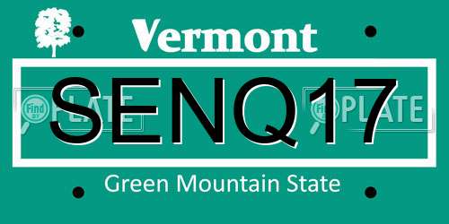 SENQ17 Vermont License Plate