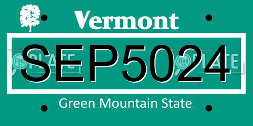 SEP5024 Vermont License Plate