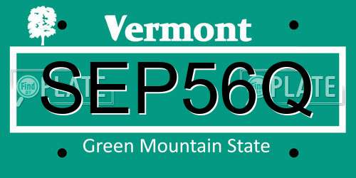 SEP56Q Vermont License Plate