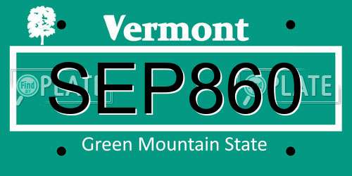 SEP860 Vermont License Plate
