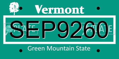 SEP9260 Vermont License Plate