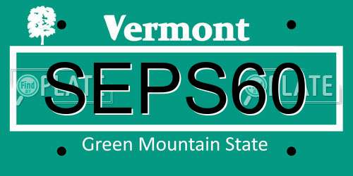 SEPS60 Vermont License Plate