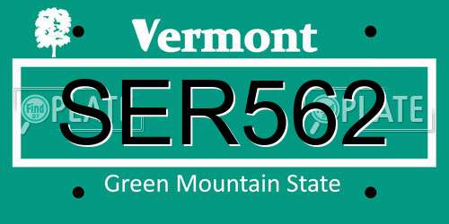 SER562 Vermont License Plate