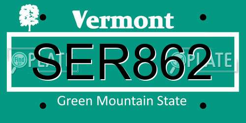 SER862 Vermont License Plate