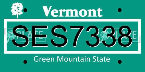 SES7338 Vermont License Plate