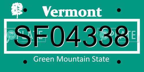 SF04338 Vermont License Plate