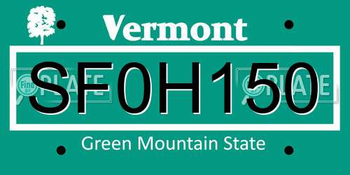 SF0H150 Vermont License Plate