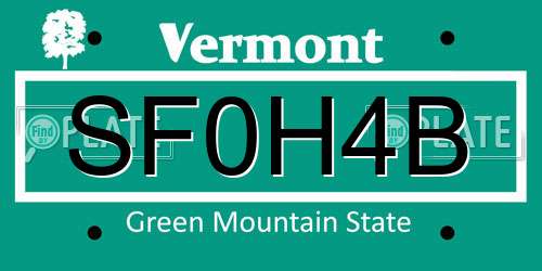 SF0H4B Vermont License Plate