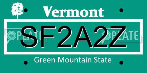 SF2A2Z Vermont License Plate