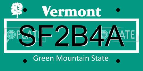 SF2B4A Vermont License Plate
