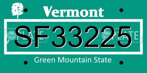 SF33225 Vermont License Plate