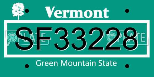 SF33228 Vermont License Plate