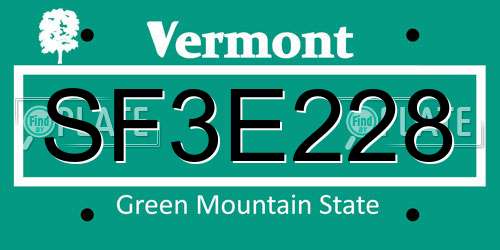 SF3E228 Vermont License Plate
