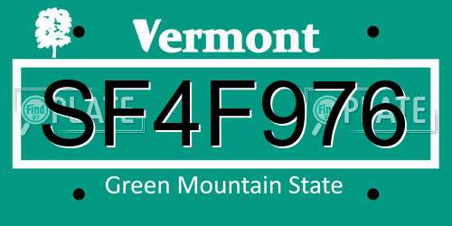 SF4F976 Vermont License Plate