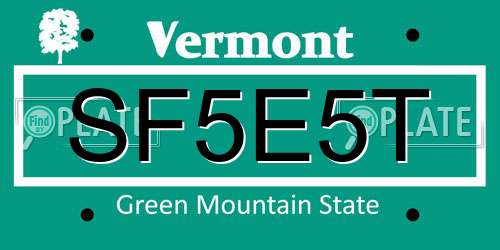 SF5E5T Vermont License Plate