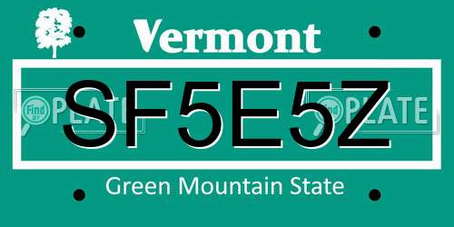 SF5E5Z Vermont License Plate