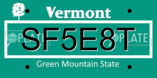 SF5E8T Vermont License Plate