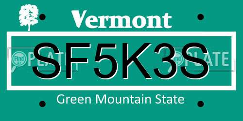 SF5K3S Vermont License Plate
