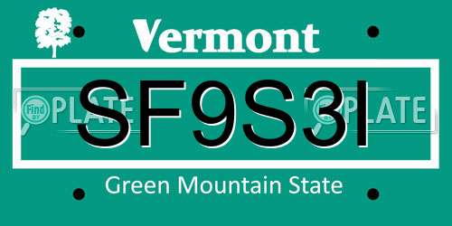 SF9S3I Vermont License Plate