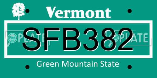 SFB382 Vermont License Plate