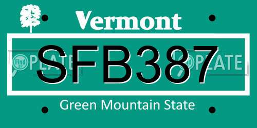SFB387 Vermont License Plate