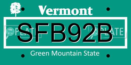 SFB92B Vermont License Plate