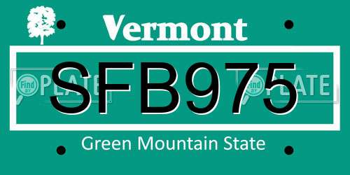 SFB975 Vermont License Plate