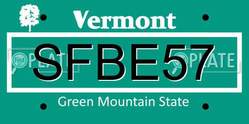 SFBE57 Vermont License Plate