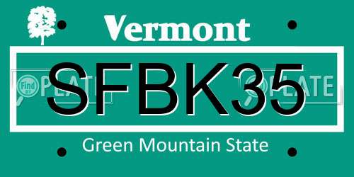 SFBK35 Vermont License Plate