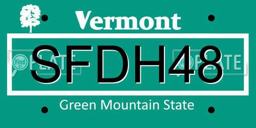 SFDH48 Vermont License Plate