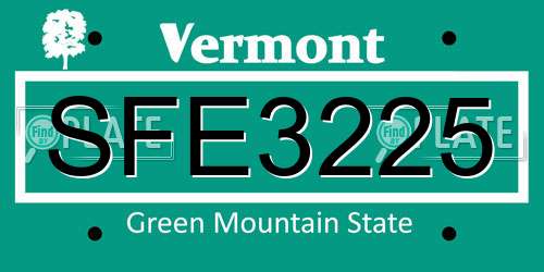 SFE3225 Vermont License Plate