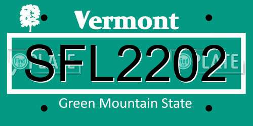 SFL2202 Vermont License Plate