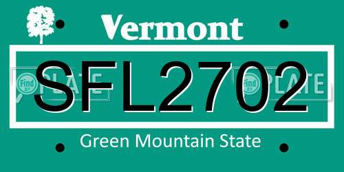 SFL2702 Vermont License Plate