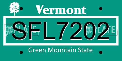 SFL7202 Vermont License Plate