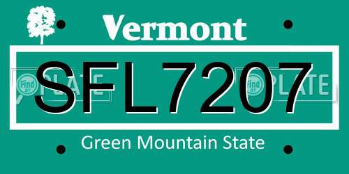 SFL7207 Vermont License Plate